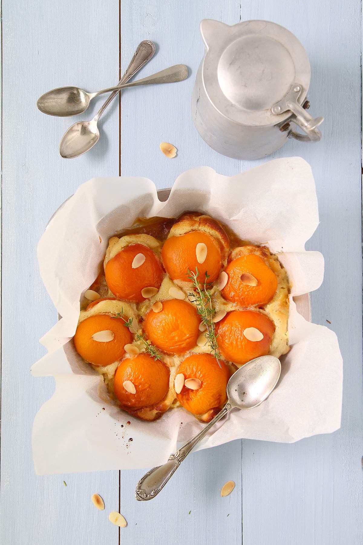 Abricots fourrés aux amendes et rôtis au thym