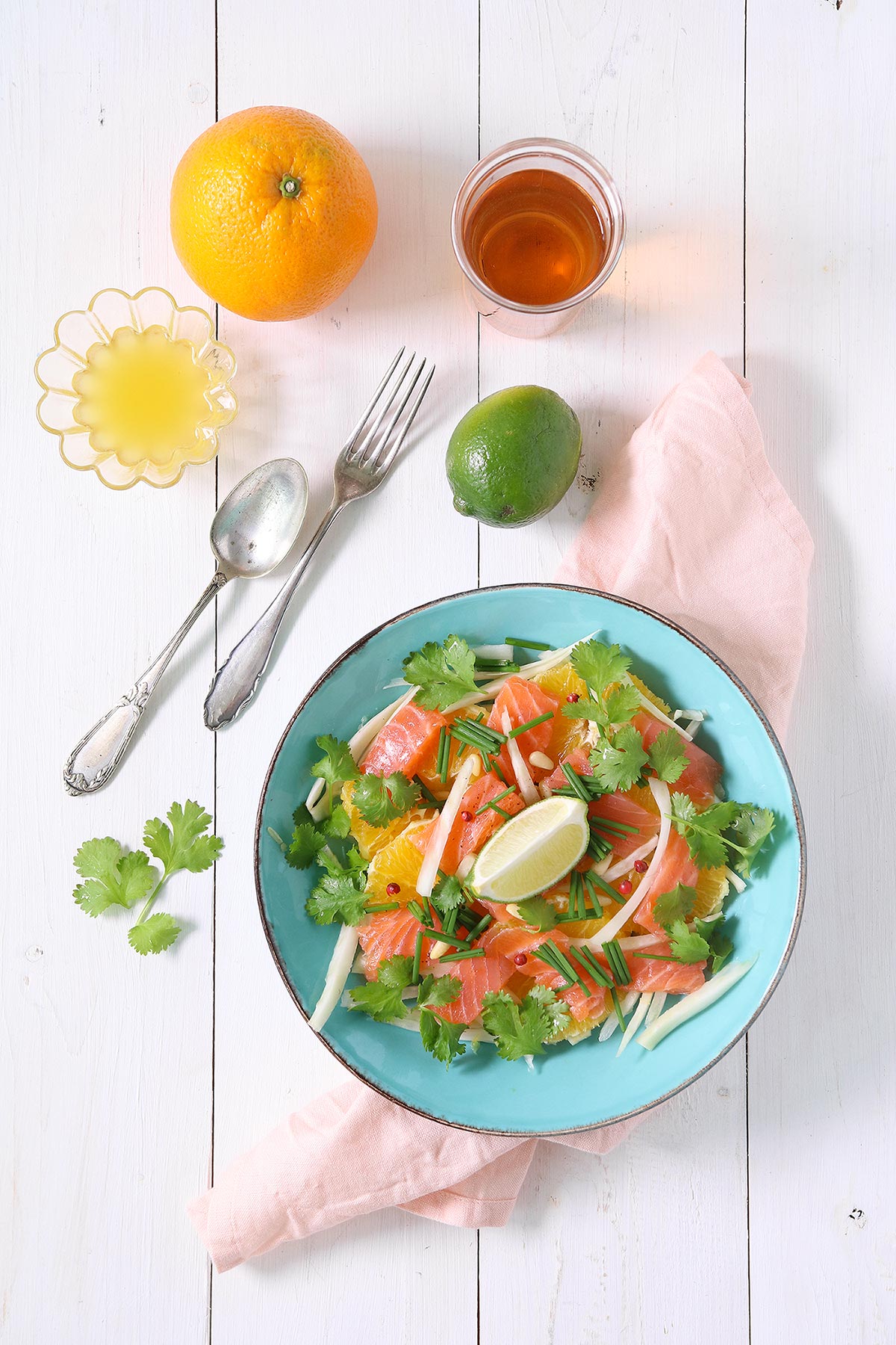 Salade de fenouil, orange et saumon fumé