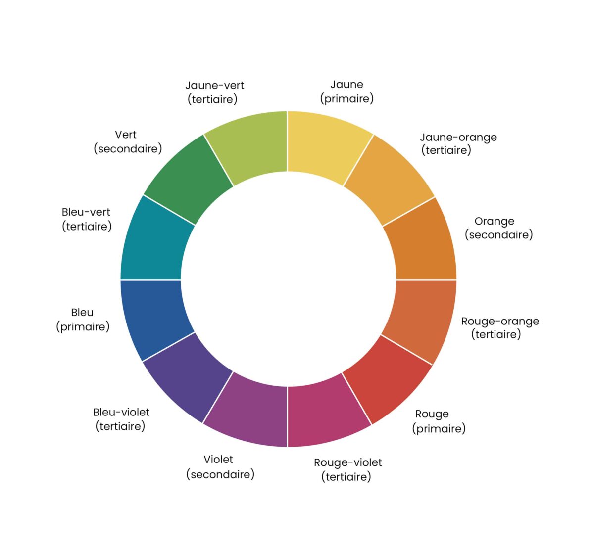 Cercle chromatique avec ses 12 couleurs de base