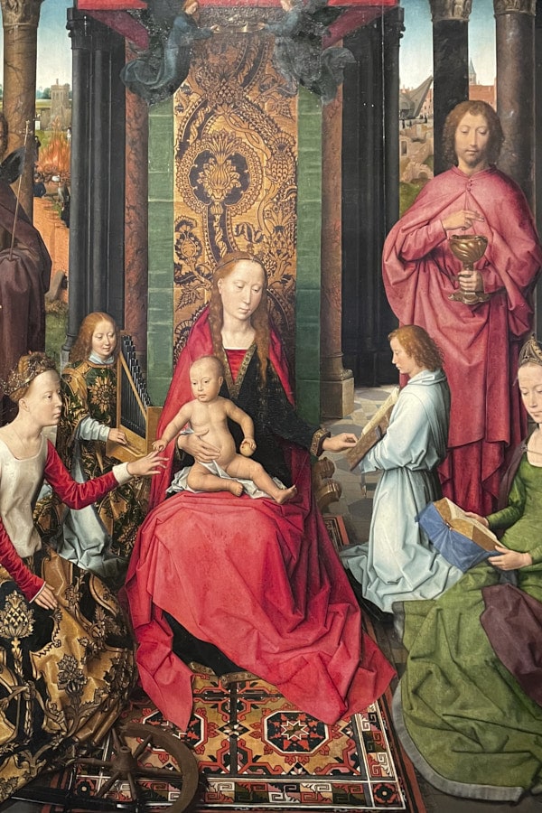 Détail de la châsse de Sainte Ursuline peinte par Hans Memling à Bruges.