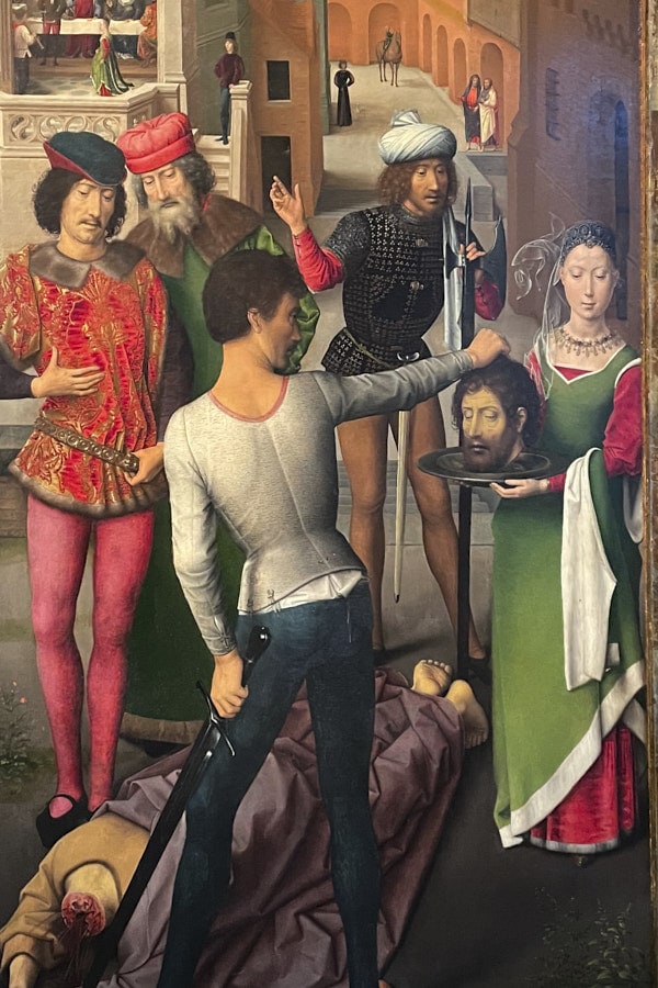 Détail de la châsse de Sainte Ursuline peinte par Hans Memling à Bruges.