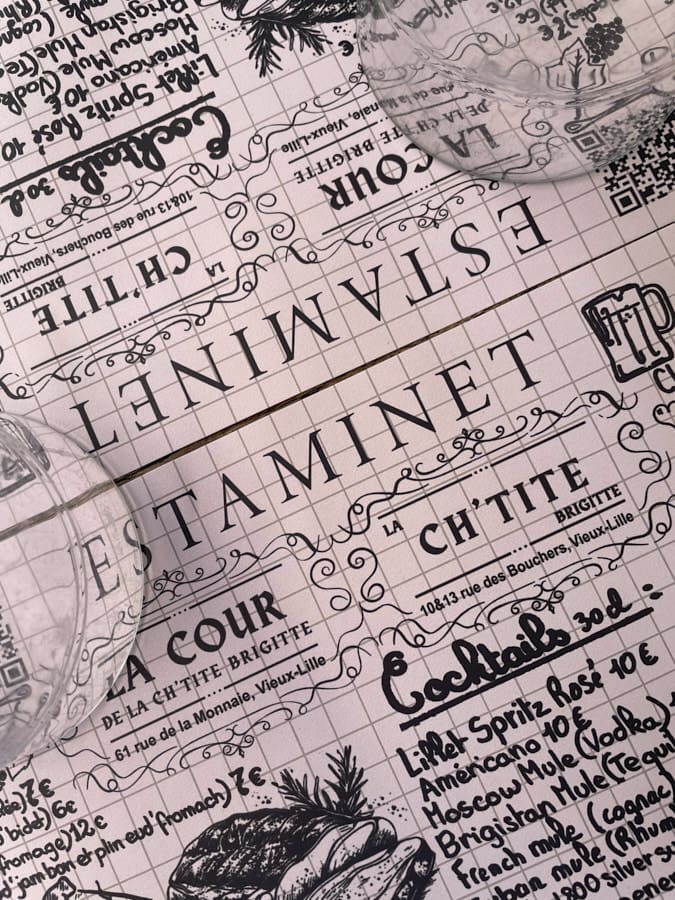 Set de table de l'estaminet La Ch'tite Brigitte