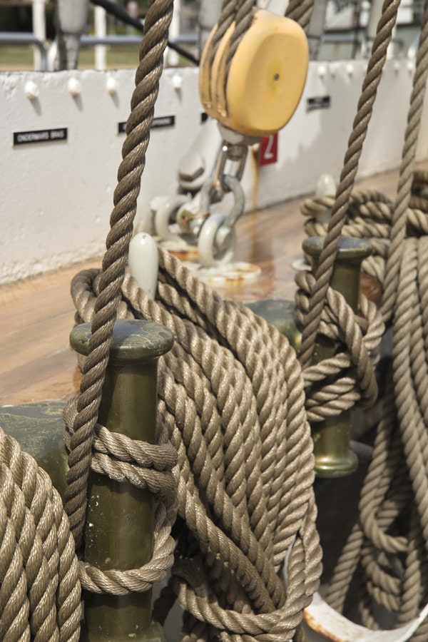 Cordages du voilier Mercator à Ostende